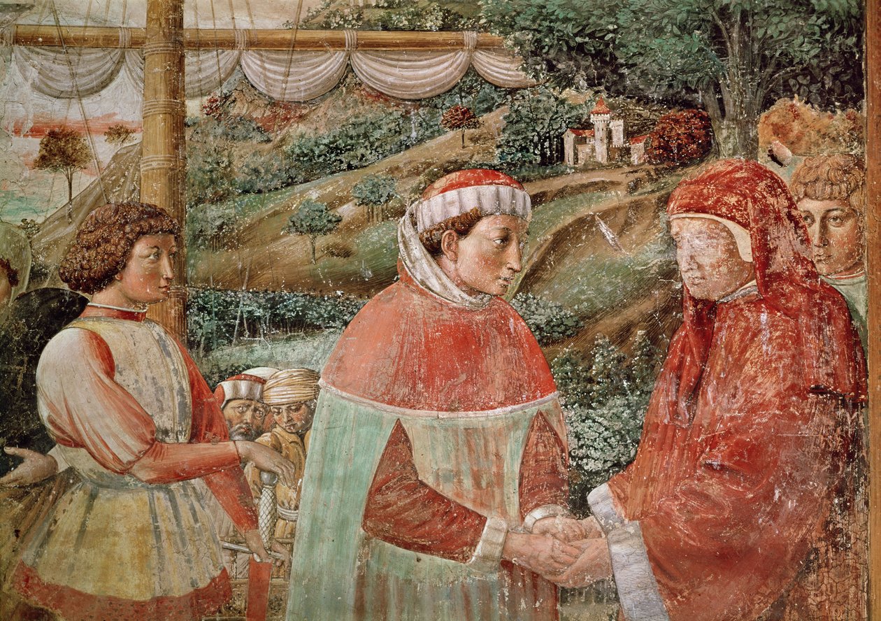 Svatý Augustin opouští svou matku sv. Moniku a nastupuje do Itálie, ze života sv. Augustina, 1463-65 od Benozzo di Lese di Sandro Gozzoli