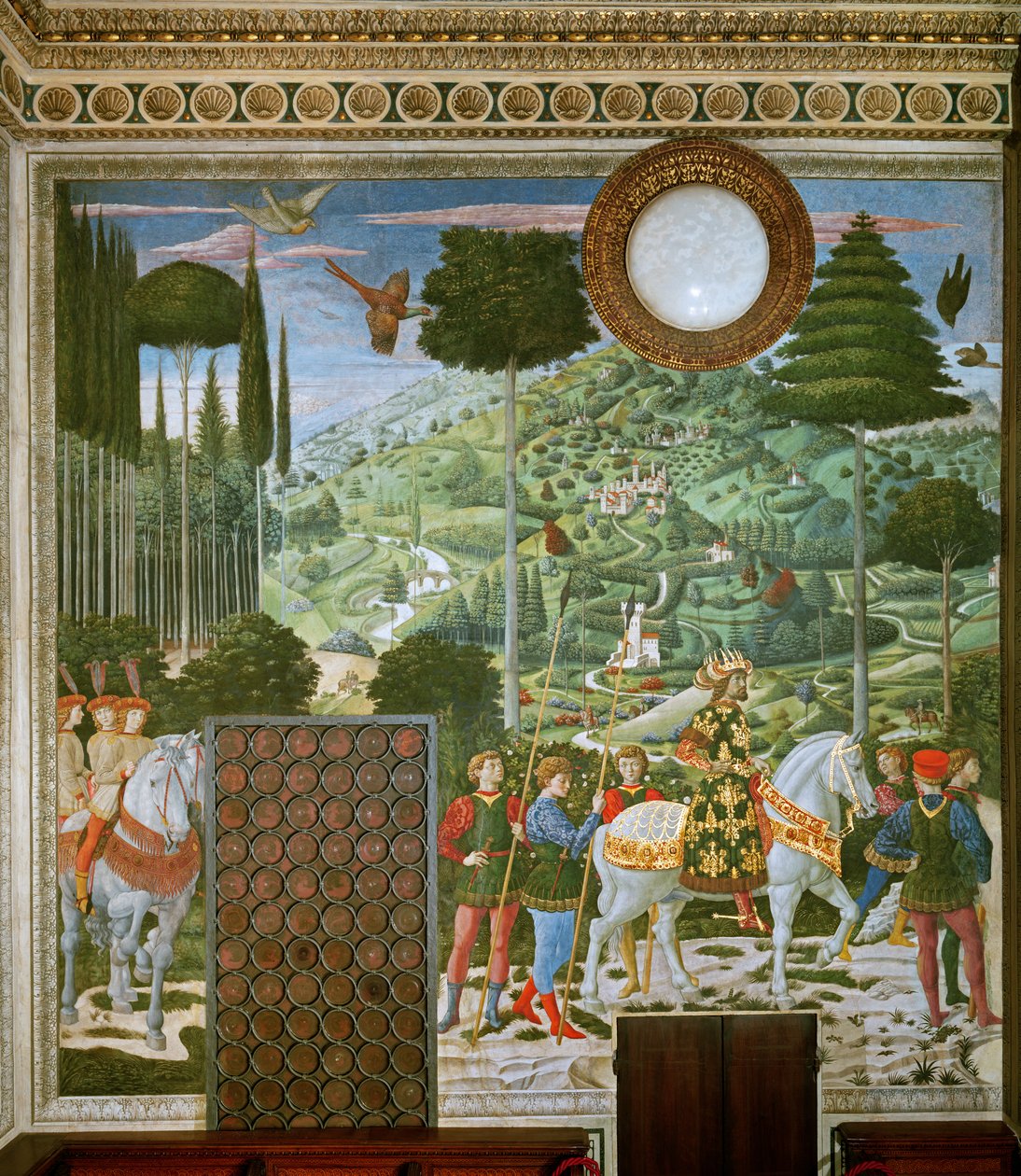 Cesta tří králů do Betléma, zadní stěna kaple, kolem roku 1460 od Benozzo di Lese di Sandro Gozzoli