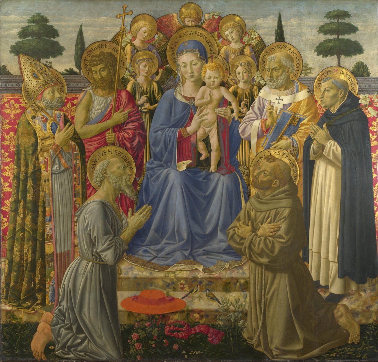 Panna a dítě trůnící mezi anděly a svatými, 60. léta 14. století od Benozzo Gozzoli
