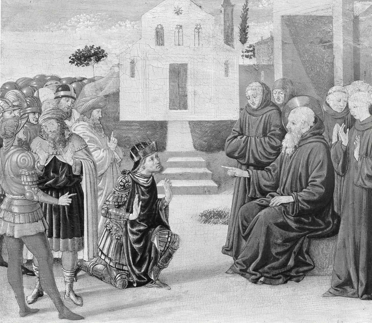 Totila před svatým Benediktem. od Benozzo Gozzoli