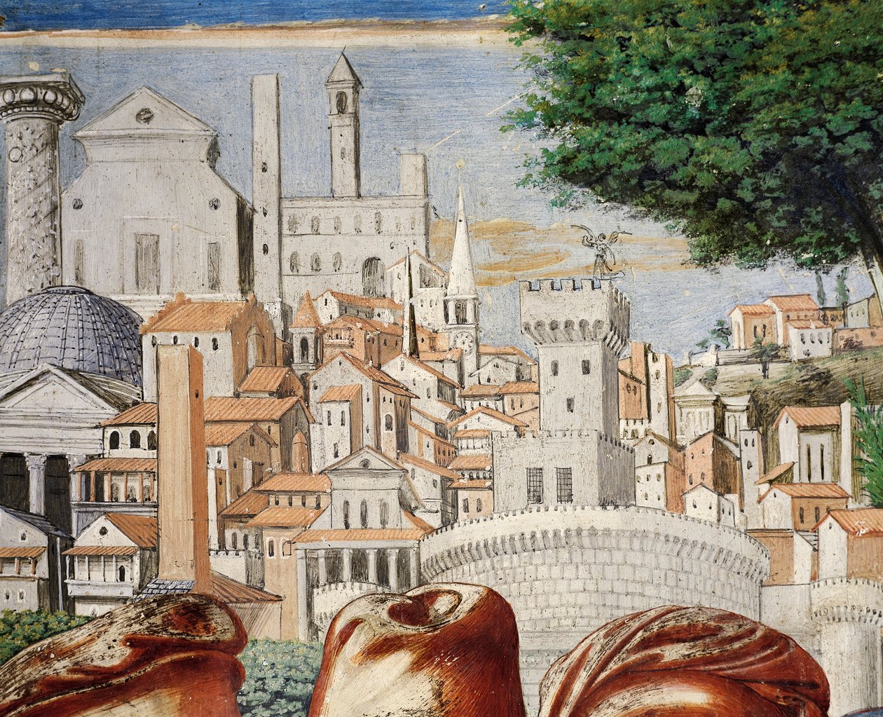 Architektura města Říma, detail z Příběhů svatého Augustina od Benozzo di Lese di Sandro Gozzoli