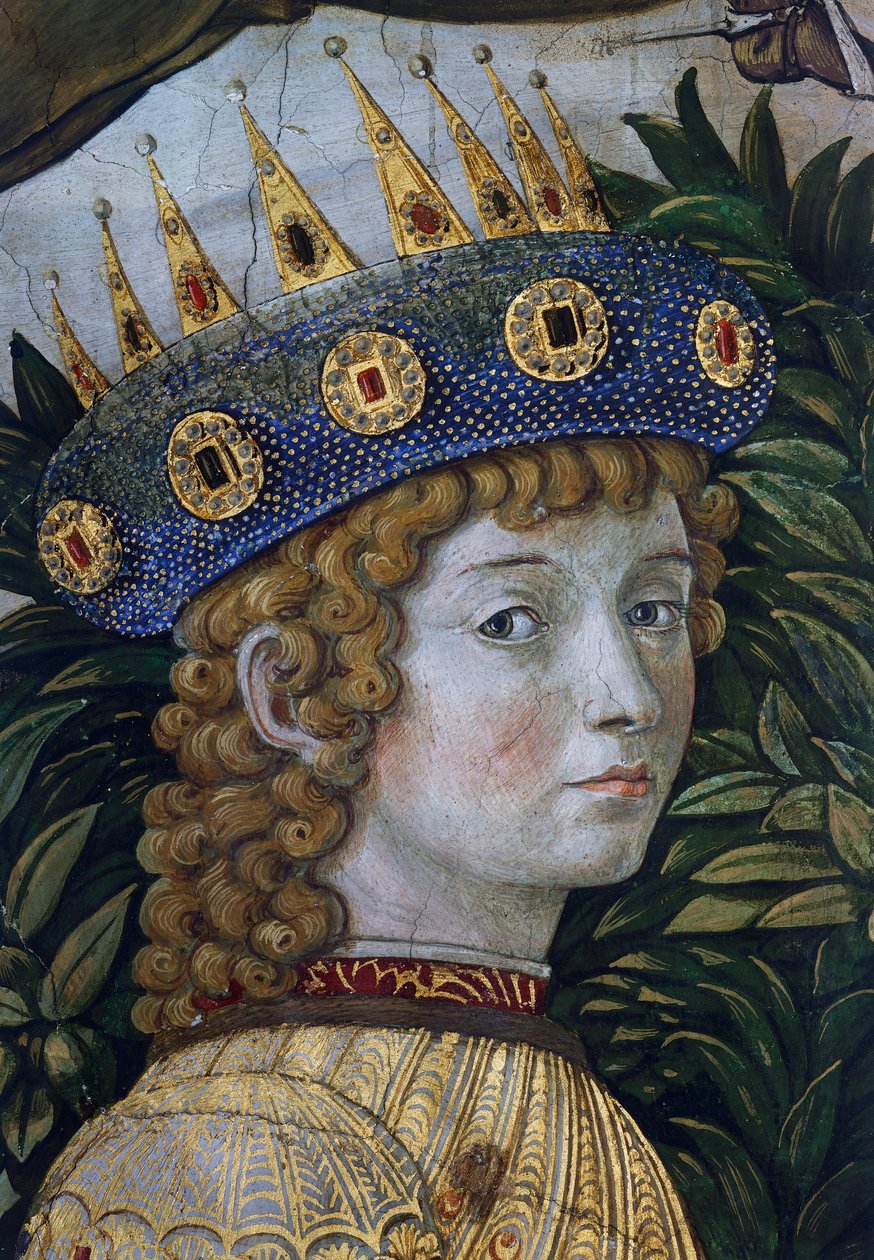 Caspar, údajný portrét Lorenza il Magnifica, detail z Procesí Tří králů od Benozzo di Lese di Sandro Gozzoli