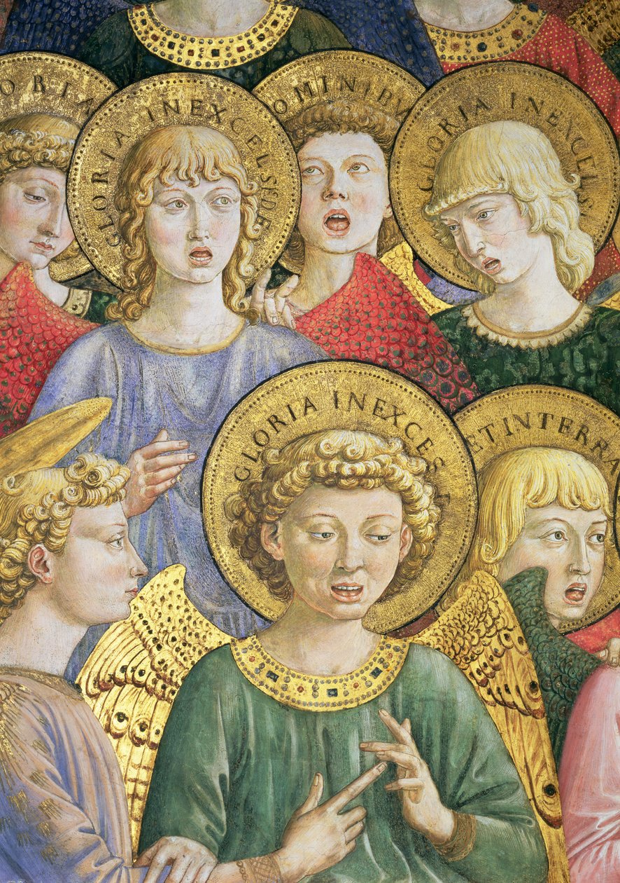 Sbor andělů, detail z cyklu Cesta tří králů v kapli, c.1460 detail fresky z 70610 od Benozzo di Lese di Sandro Gozzoli