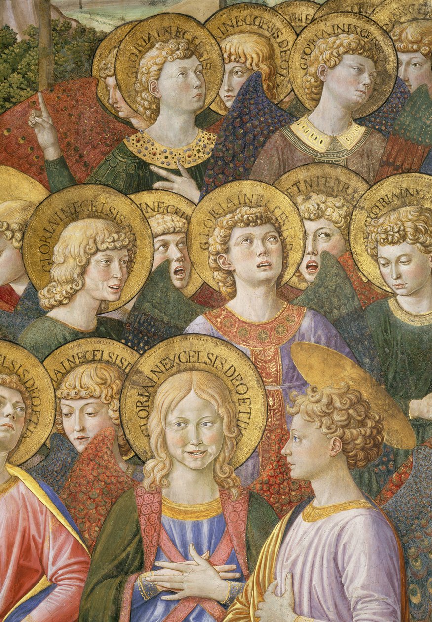 Sbor andělů, detail z cyklu Cesta tří králů v kapli, c.1460 detail fresky z 70615 od Benozzo di Lese di Sandro Gozzoli