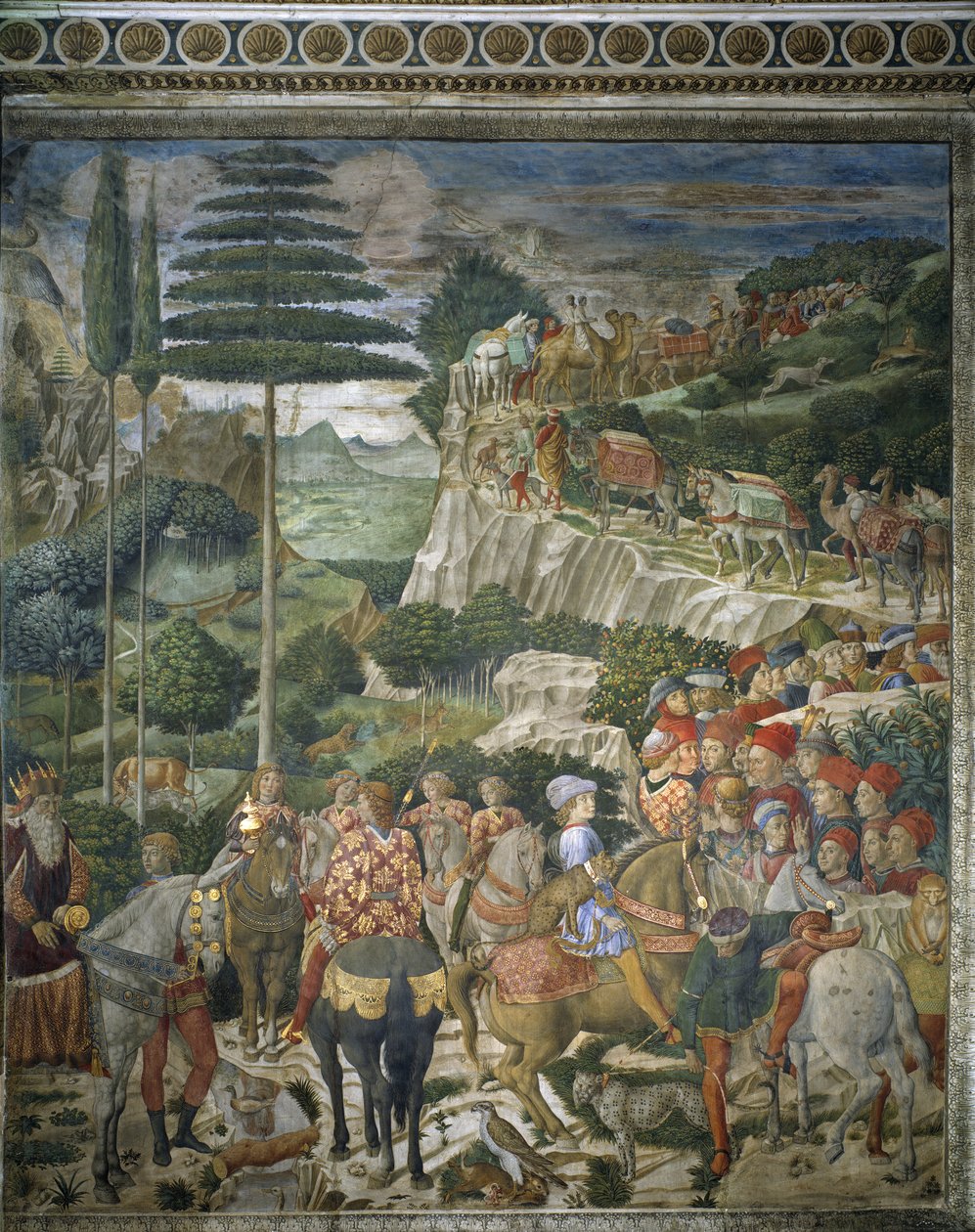 Cortege of the Magi s Julienem de Medicis a Josefem II., patriarchou Konstantinopole (freska od Benozzo di Lese di Sandro Gozzoli