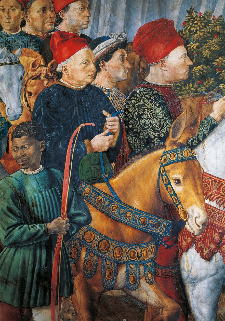 Itálie, Florencie, Malovaný obraz Cosimo il Vecchio (Cosimo starší), detail od Benozzo di Lese di Sandro Gozzoli