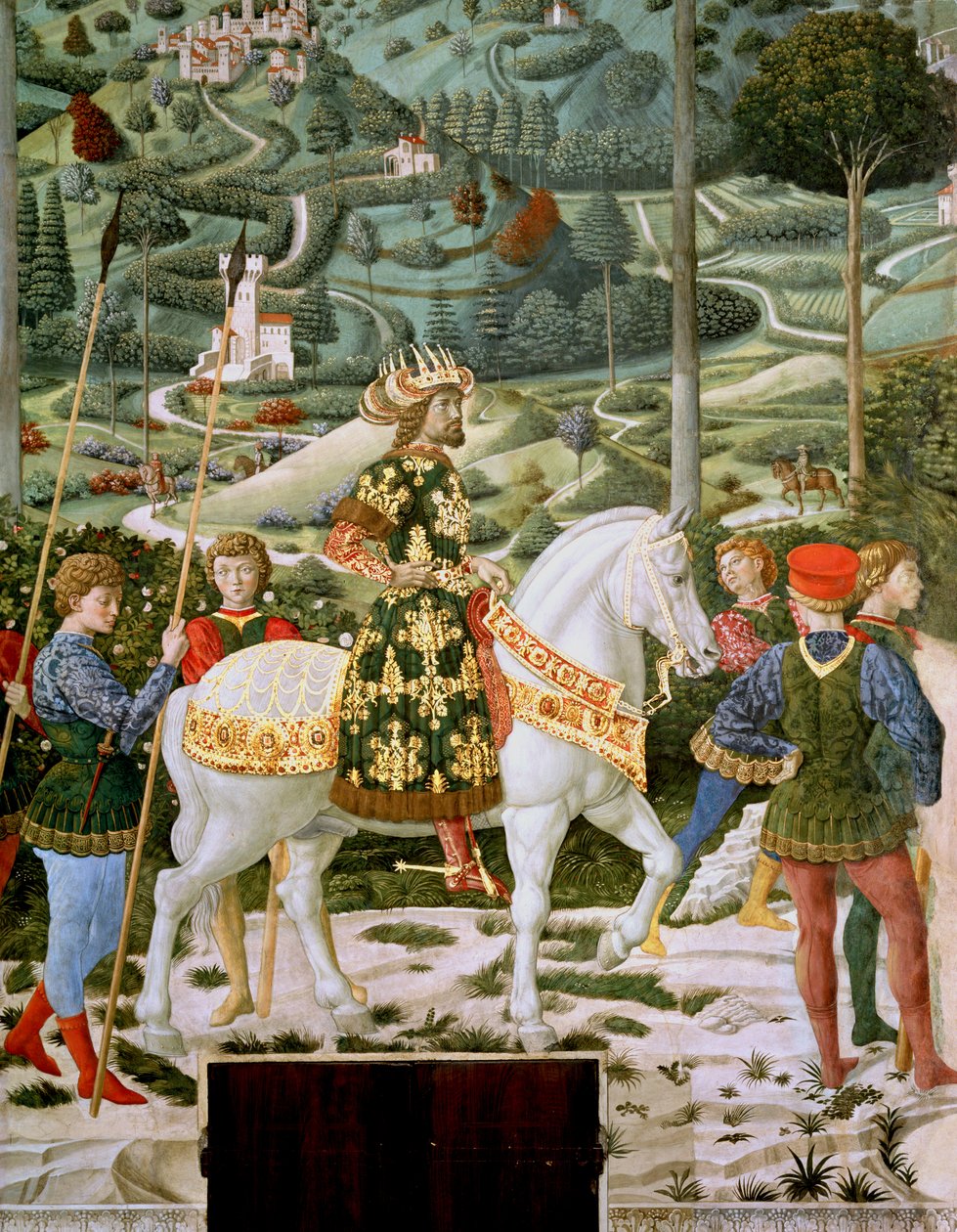Palaeolog Jan VII. (1391-1448), východořímský císař, jako jeden ze Tří králů, detail z cyklu Putování tří králů v kapli, kolem roku 1460 od Benozzo di Lese di Sandro Gozzoli