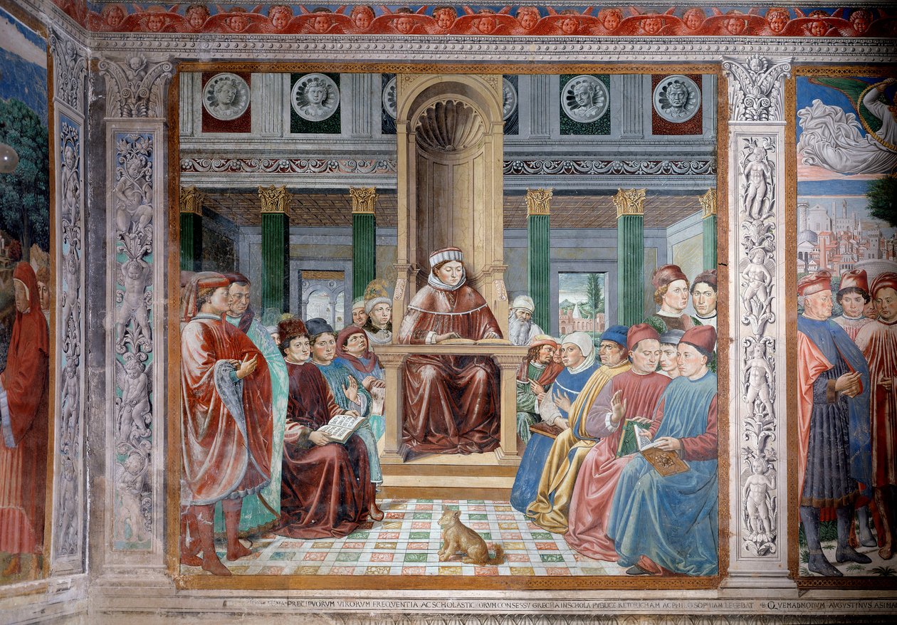Život svatého Augustina: Učení svatého Augustina v Římě (Fresco od Benozzo di Lese di Sandro Gozzoli
