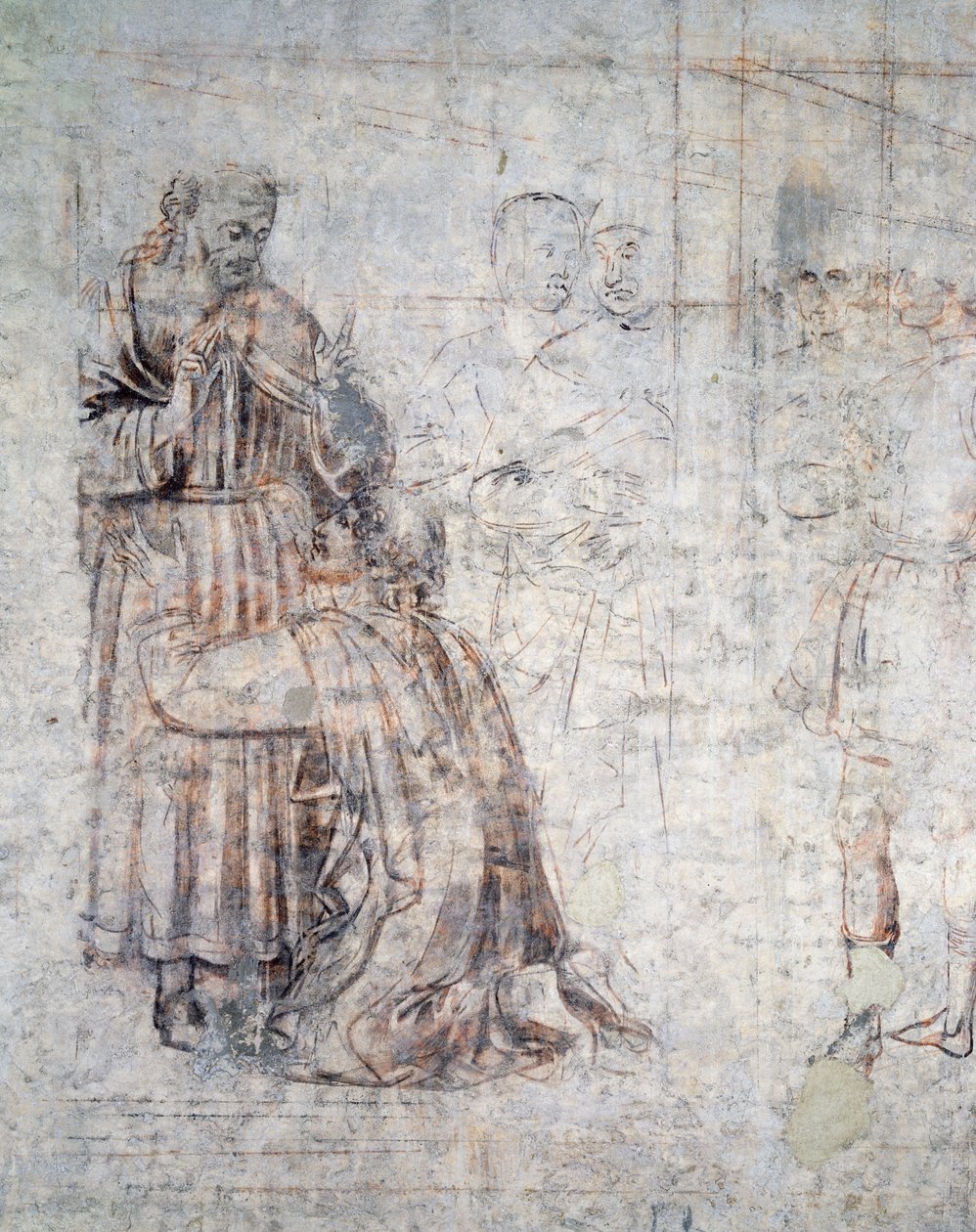 Manželství Izáka a Rebeccy, detail sinopie (podmalba) od Benozzo di Lese di Sandro Gozzoli