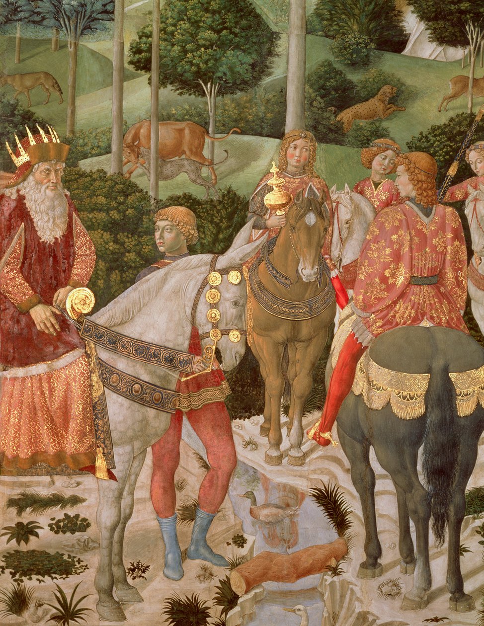 Piero de Medici (1416-69) jako Caspar, detail z Průvodu tří králů, kolem 1459-60 od Benozzo di Lese di Sandro Gozzoli