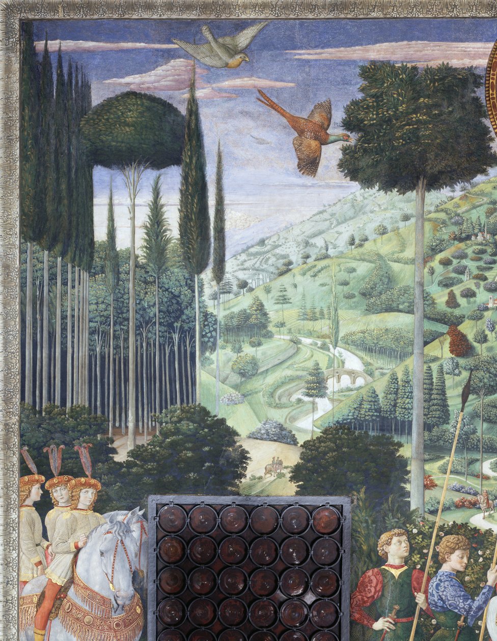 Procesí Baltazara jako Jana VIII. Paleologa, detail z cyklu Cesta mudrců v kapli, asi 1460 (freska) od Benozzo di Lese di Sandro Gozzoli