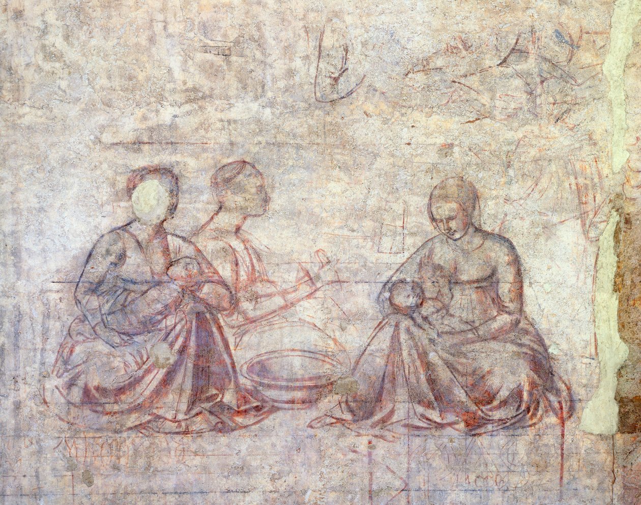 Příběhy Jakuba a Ezaua, Benozzo Gozzoli (1421-1497), synopie (podkres), Detail od Benozzo di Lese di Sandro Gozzoli