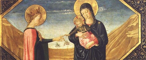 Mystická svatba svaté Kateřiny (panel) (detail 78957) od Benozzo di Lese di Sandro Gozzoli