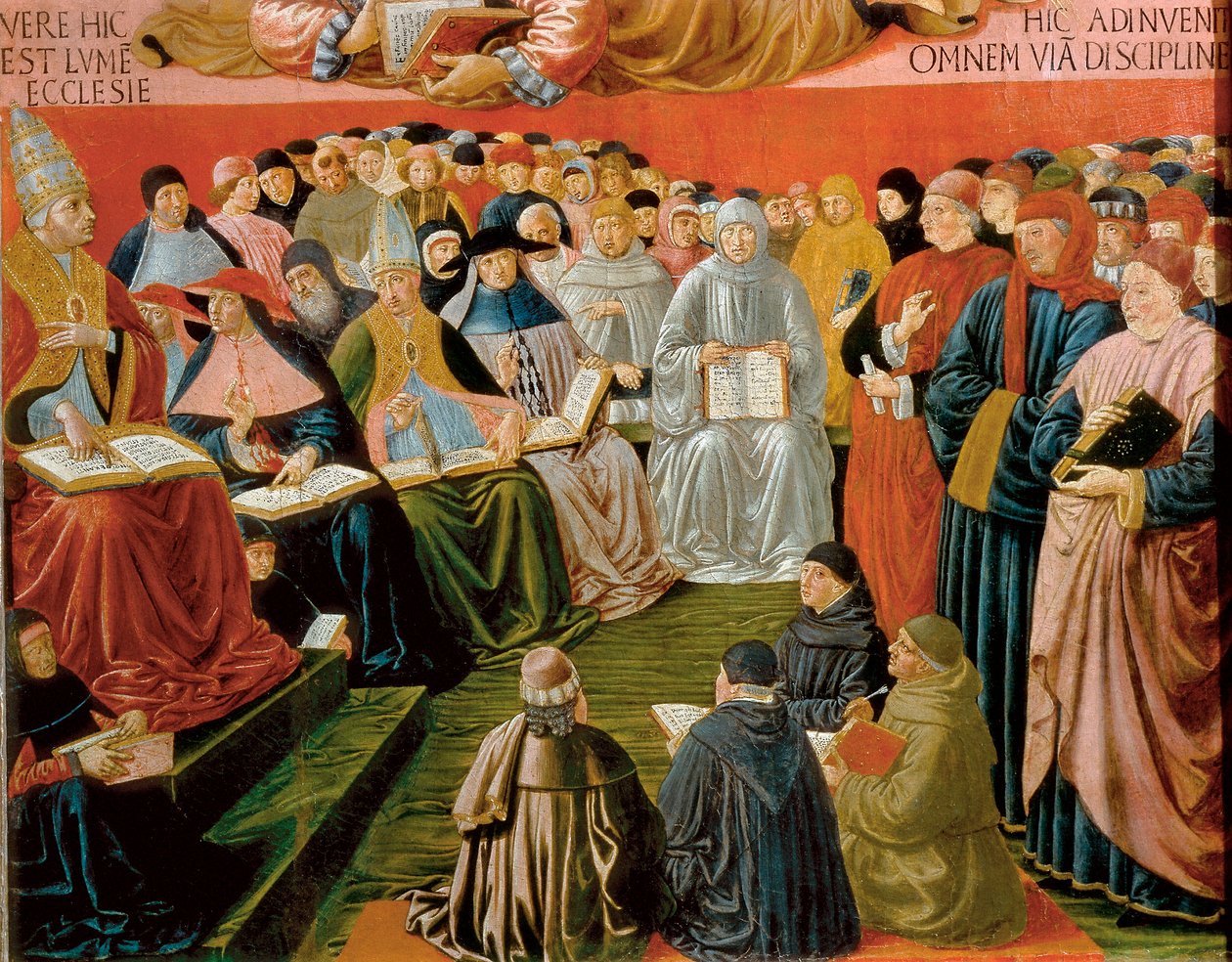 detail z Triumfu svatého Tomáše Akvinského od Benozzo di Lese di Sandro Gozzoli