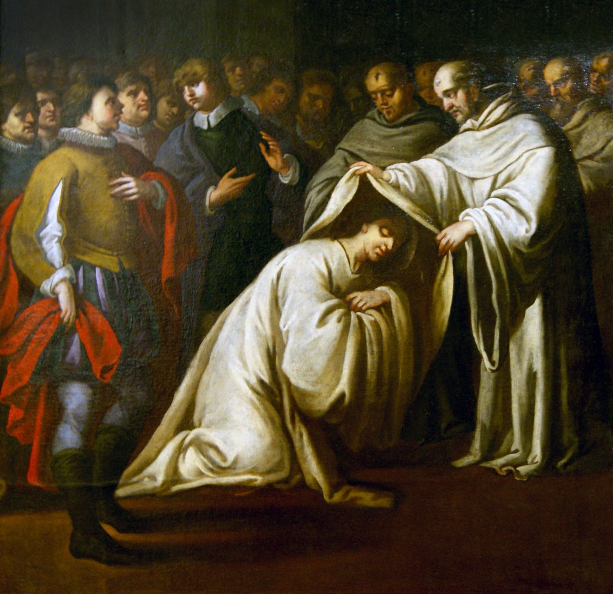 Svatý Bernard z Clairvaux zahalující muže do hábitu. (olej na plátně) od Bento Coelho da Silveira