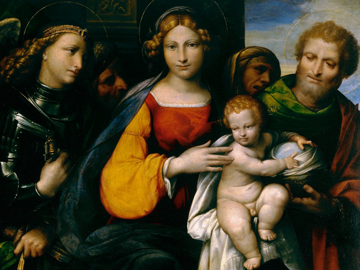 Obraz zobrazující Madonu s dítětem se svatými od Benvenuto Tisi da Garofalo