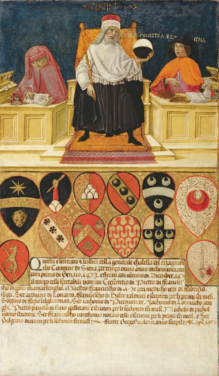 Dobrá vláda v úřadu veřejných financí, 1474 od Benvenuto di Giovanni