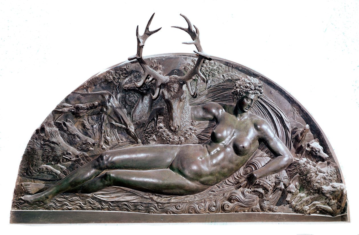 Nymfa z Fontainebleau Bas bronzový reliéf od Benvenuta Celliniho (1500-1571) z hradu Anet. 1542 Rozm. 409x205 cm Paříž, Musee du Louvre od Benvenuto Cellini