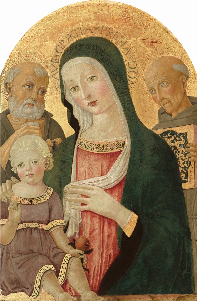 Madona s dítětem se svatým Jeronýmem a svatým Bernardinem ze Sieny, c. 14801485. od Benvenuto di Giovanni