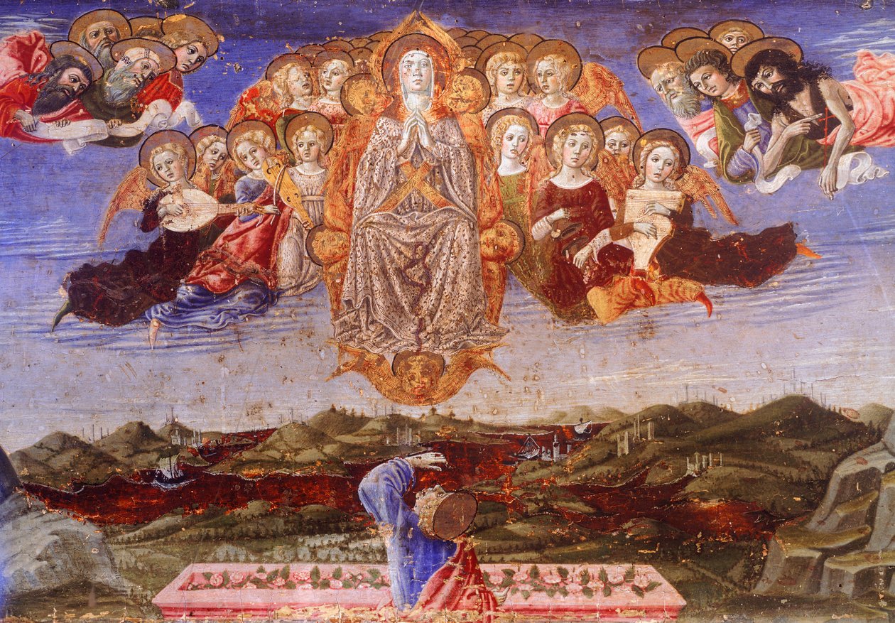 Predella Nanebevzetí Panny Marie, od Benvenuto di Giovanni (1436-1518), Detail od Benvenuto di Giovanni