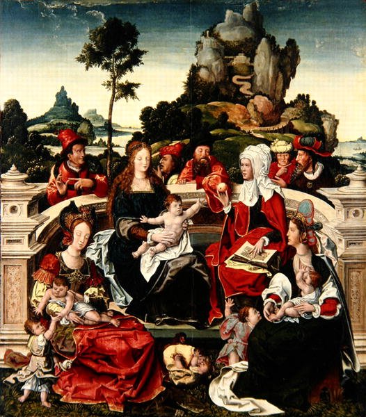 Svaté příbuzenství (olej na panelu) od Bernaert van (circle of) Orley