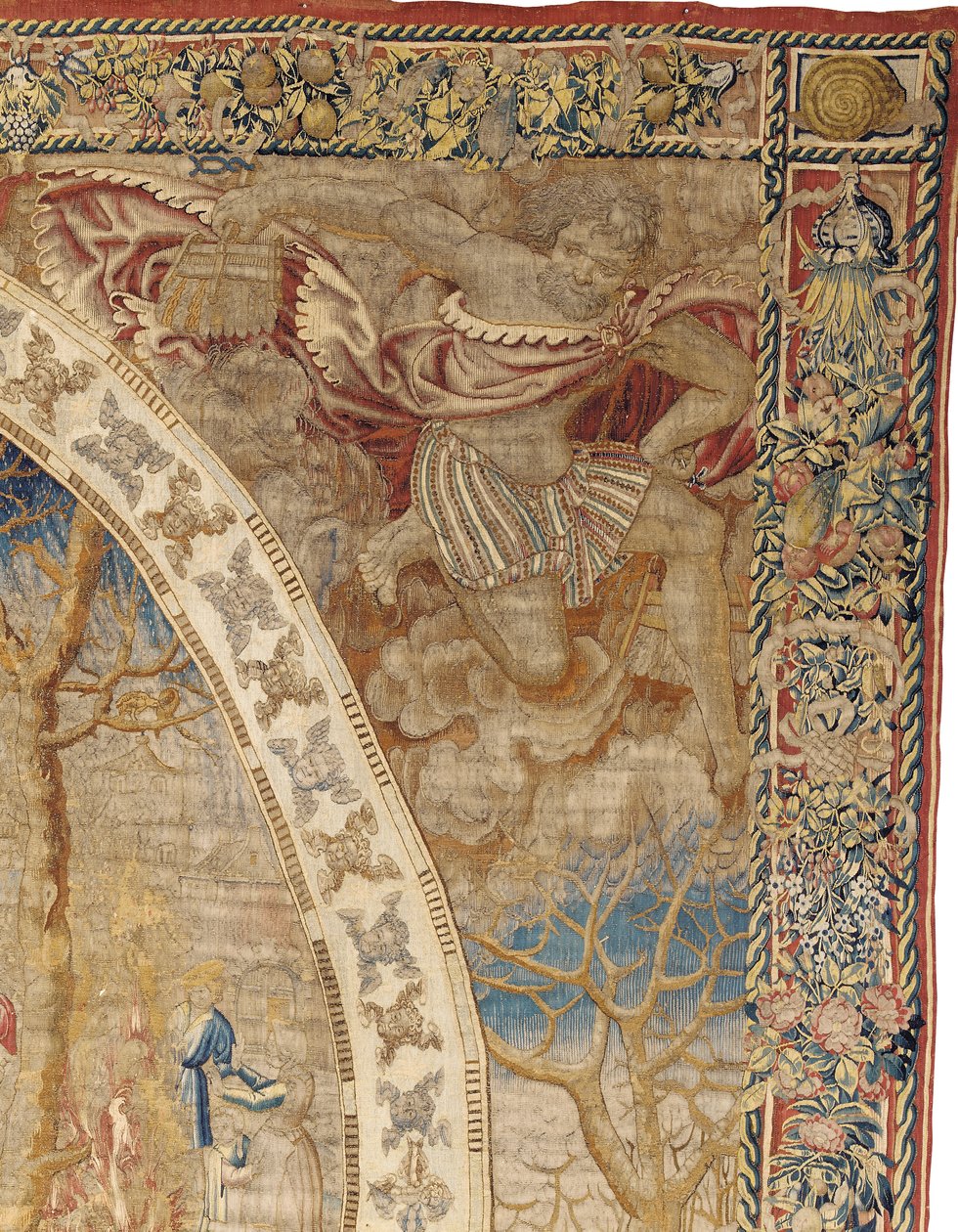 Bruselský alegorický gobelín znázorňující měsíc prosinec z "Medailonových měsíců", kolem roku 1525 od Bernard van Orley
