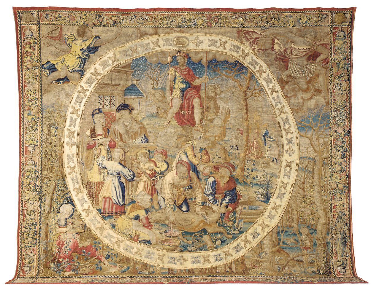 Bruselský alegorický gobelín znázorňující měsíc prosinec z "Medailonových měsíců", kolem roku 1525 od Bernard van Orley