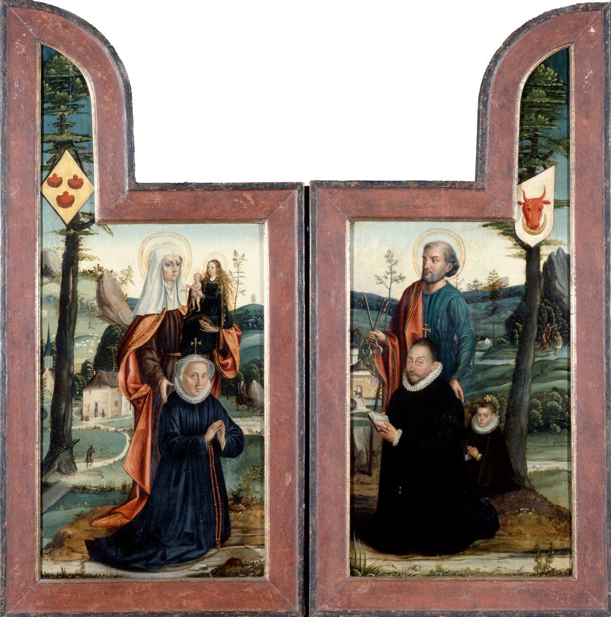 Triptych se svatým Petrem a svatou Annou, přední strana, 16. století. od Bernard van Orley