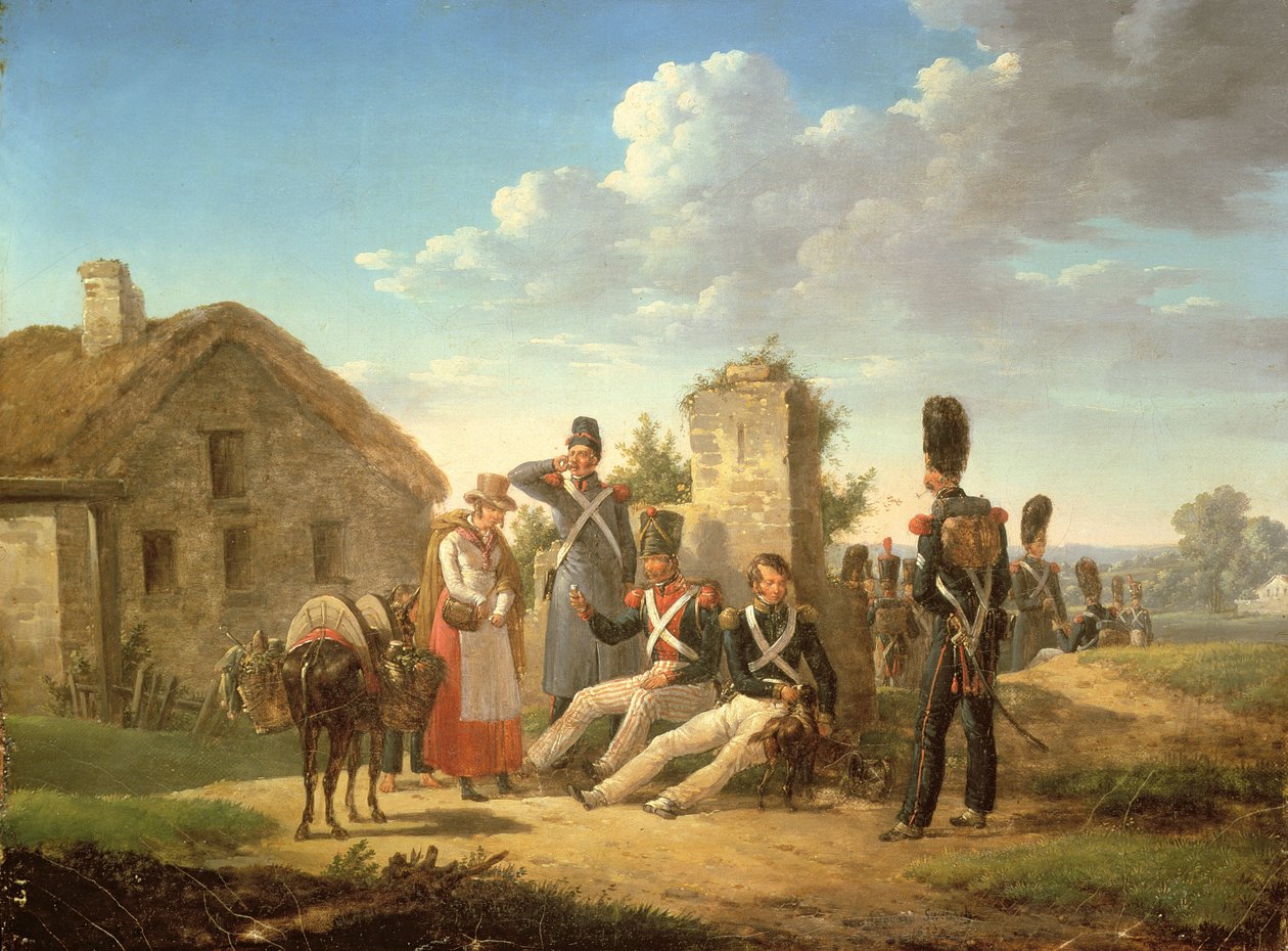 Krajina s vojáky od Bernard Edouard Swebach