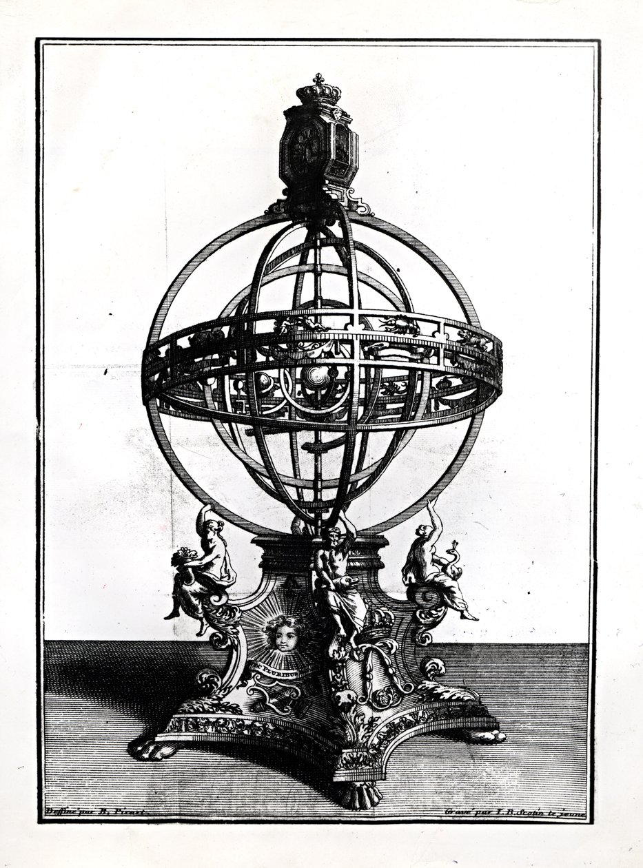 Armilární sféra Koperníkova systému, vyrytá Gerard Jean Baptiste Scotin (1671-1716) od Bernard Picart
