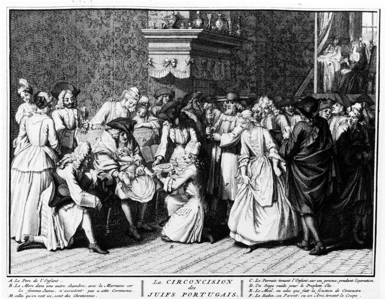 Obřad obřízky mezi portugalskými Židy, 1725 od Bernard Picart