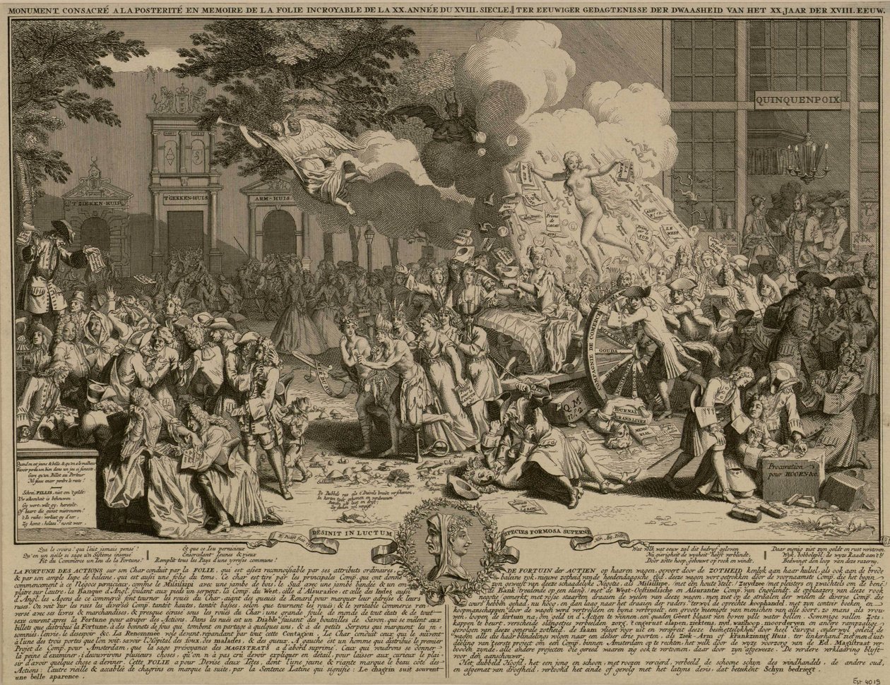 Satirický tisk o fungování systému Law a jeho bankrotu 1720 od Bernard Picart