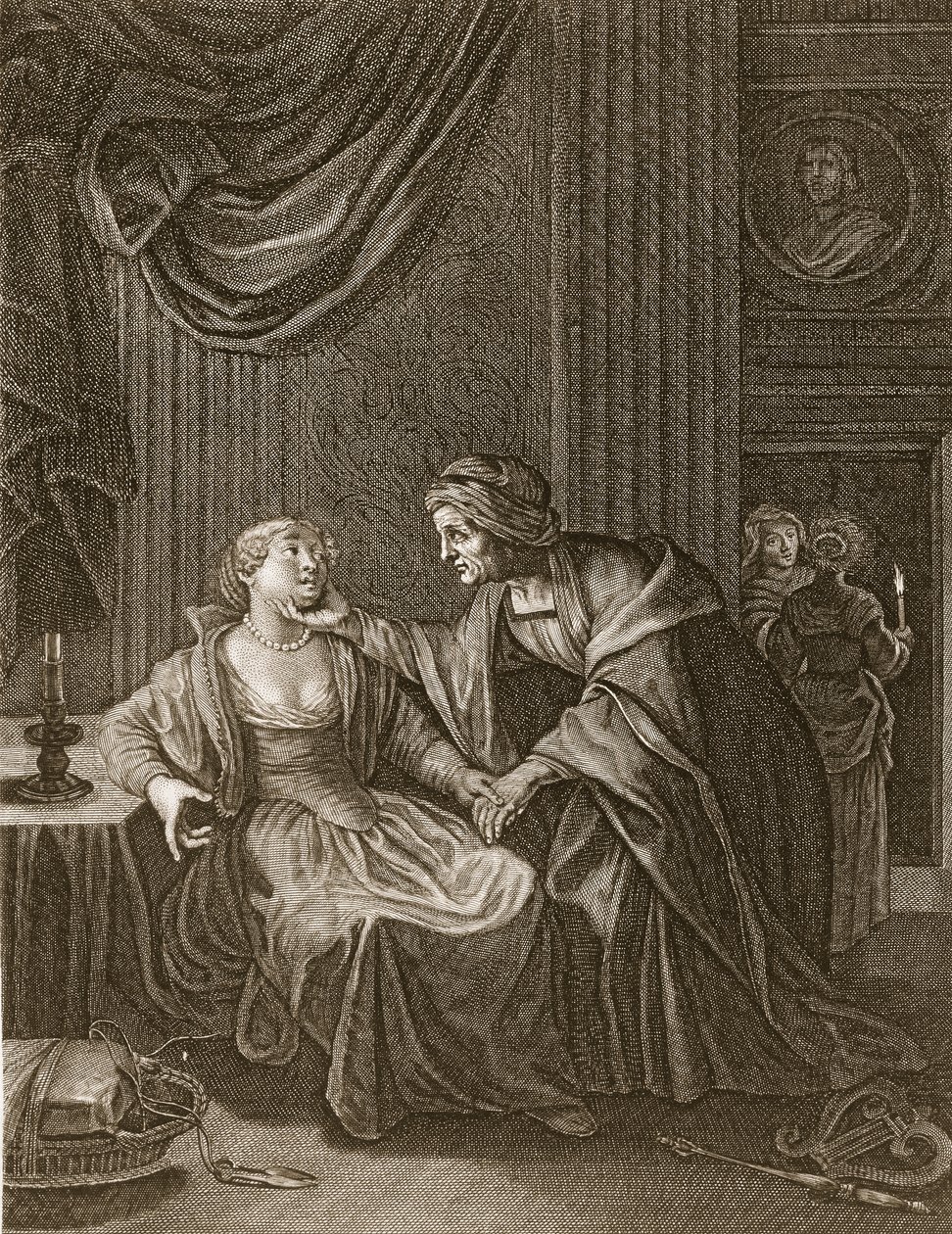 Leucothoe svedený Apollonem ve tvaru Eurynome, 1731 od Bernard Picart