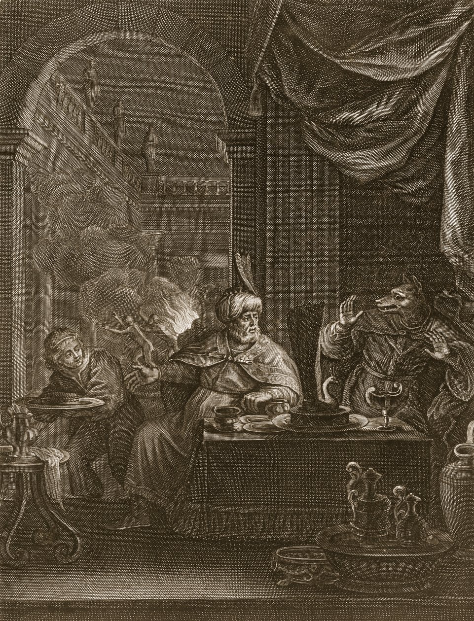 Lycaon se proměnil ve vlka, 1731 od Bernard Picart