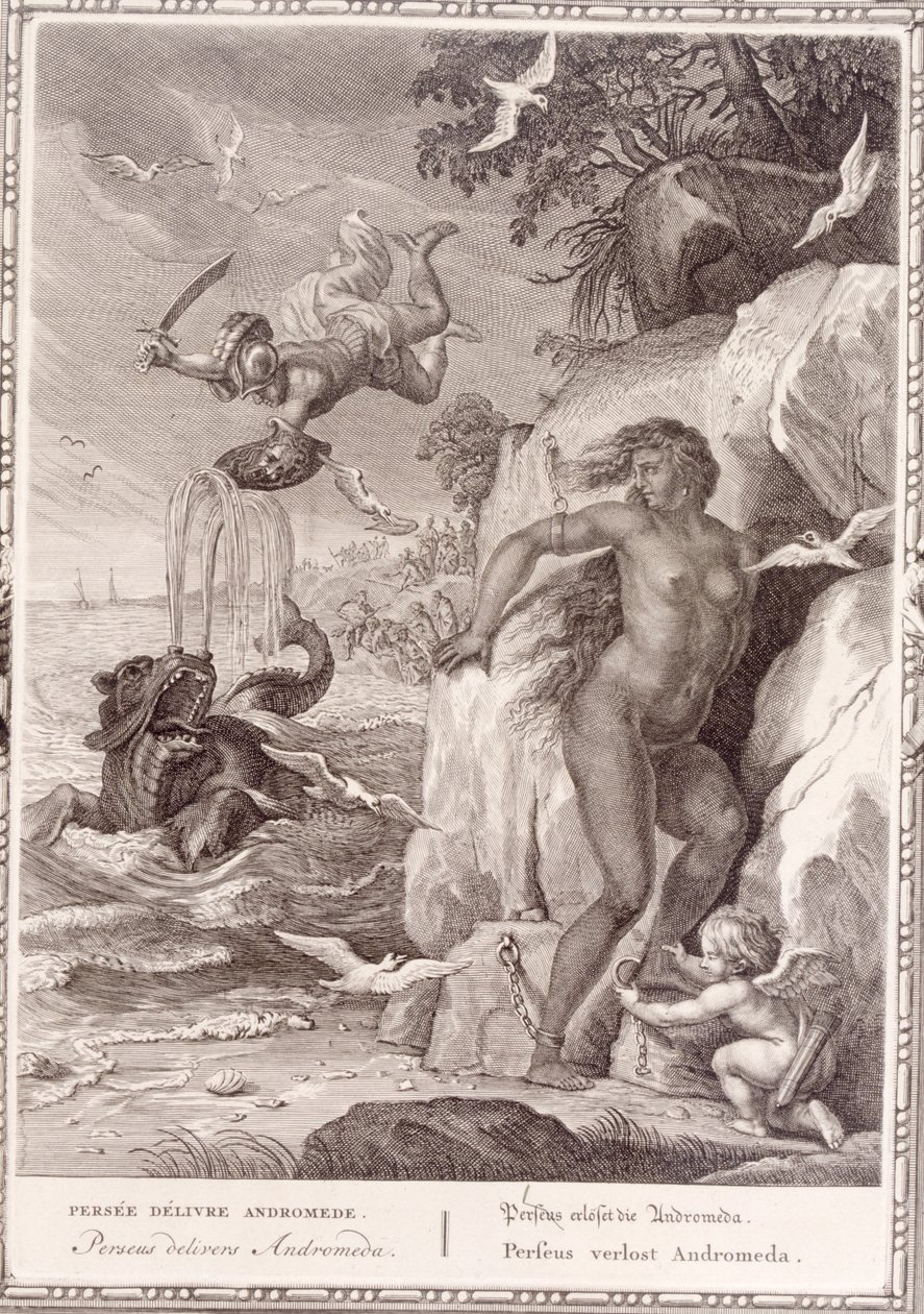 Perseus vysvobodí Andromedu z mořské příšery, 1731 od Bernard Picart