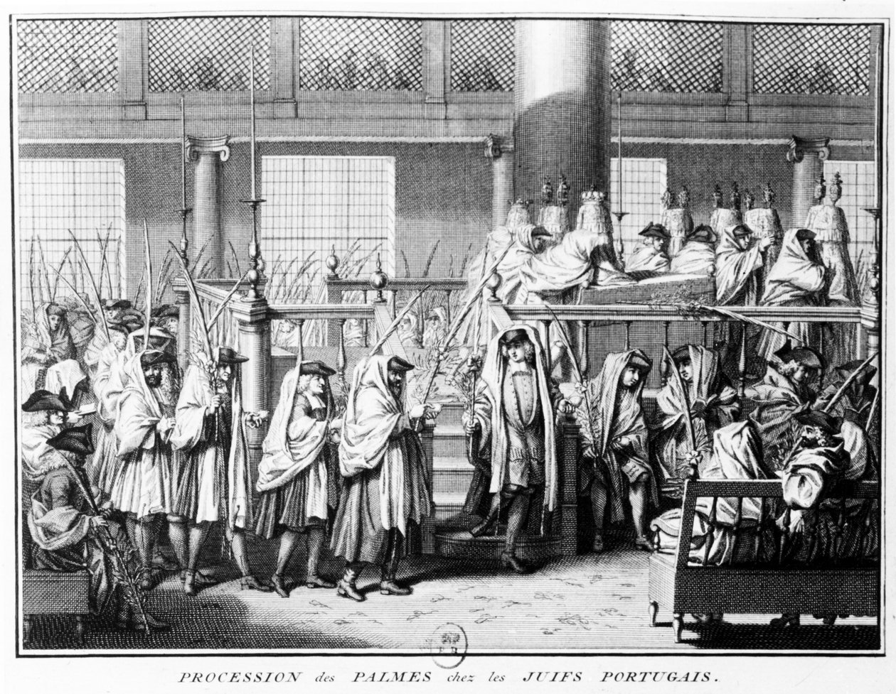 Procesí palem ((Hoschana Rabah) během Festivalu stánků mezi portugalskými Židy, 1725 od Bernard Picart