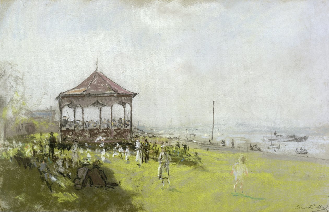 Figurky u stojánku, 1922 (pastel a křída na papíře) od Bernard Sickert
