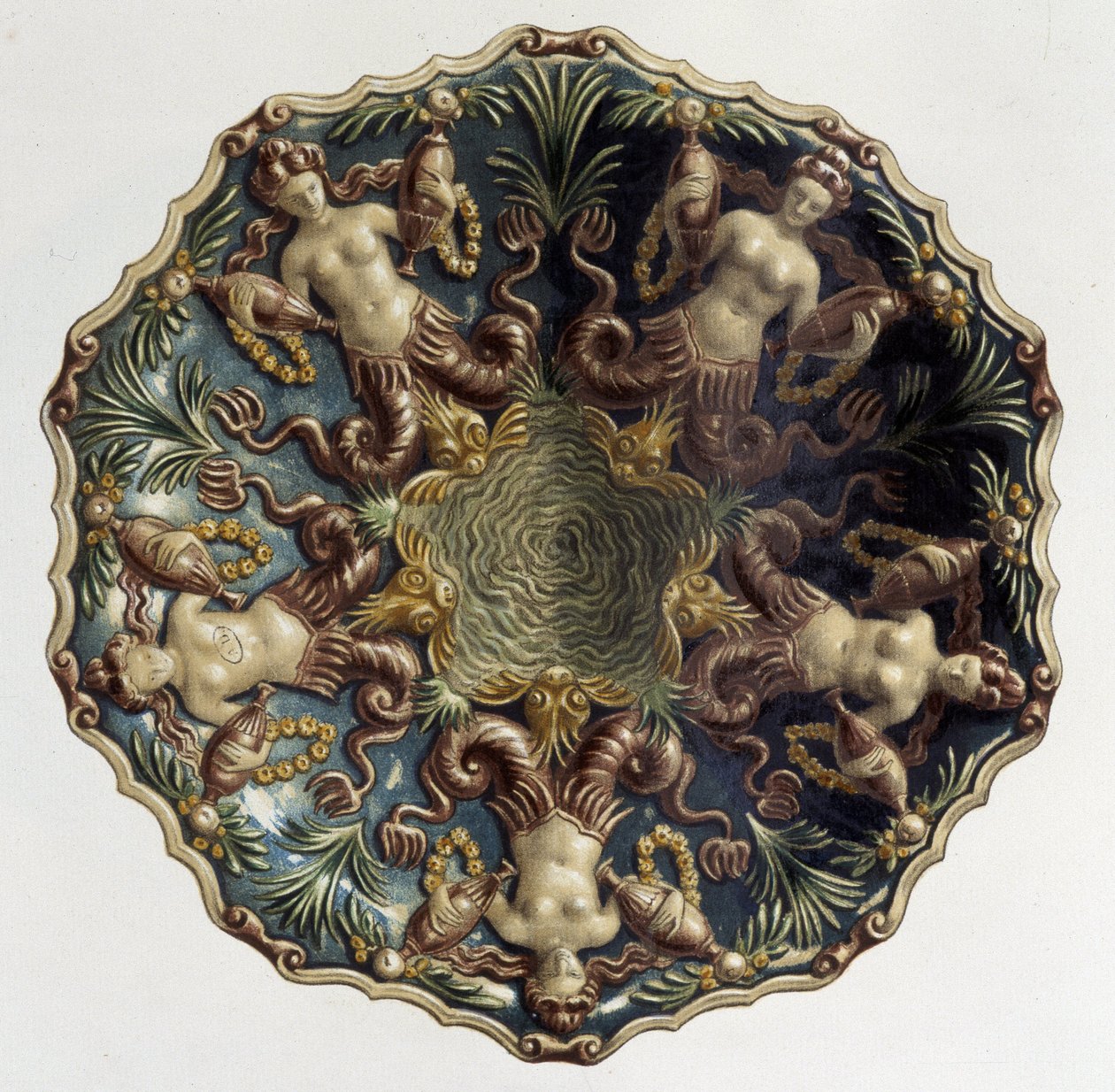 Plat aux sirens - v „Dílo Bernarda Palissyho“ od C. Delange a C. Bornemana, ed. Delange, Paříž od Bernard (after) Palissy