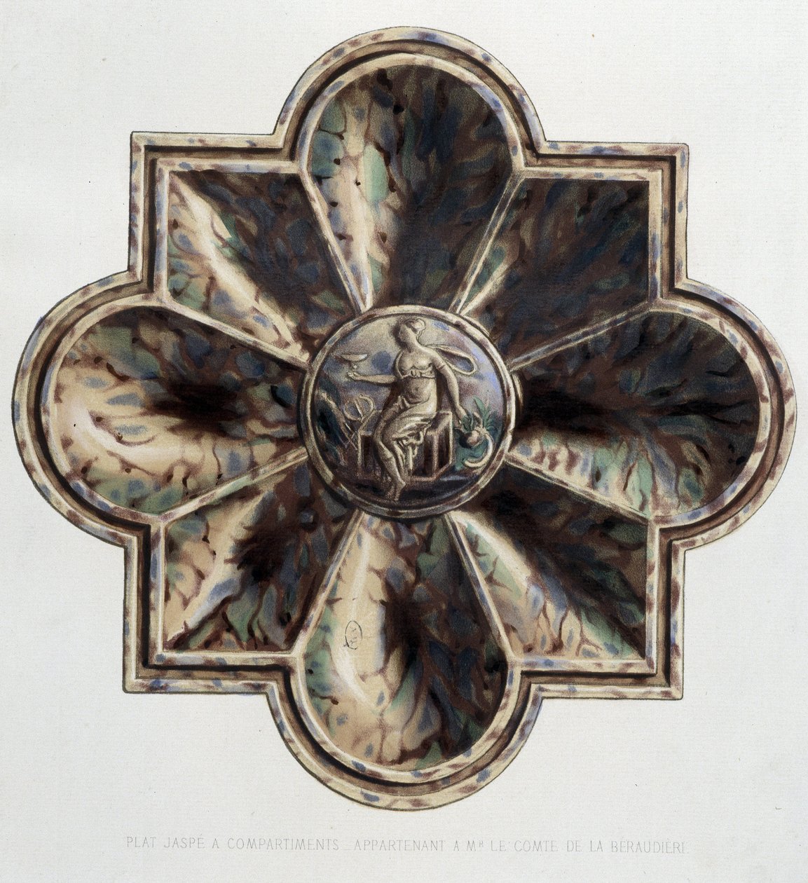 Talířové jaspé s přihrádkami - Talířová keramika, v „Dílo Bernarda Palissyho““ od C. Delange a C. Bornemana, Paříž od Bernard (after) Palissy