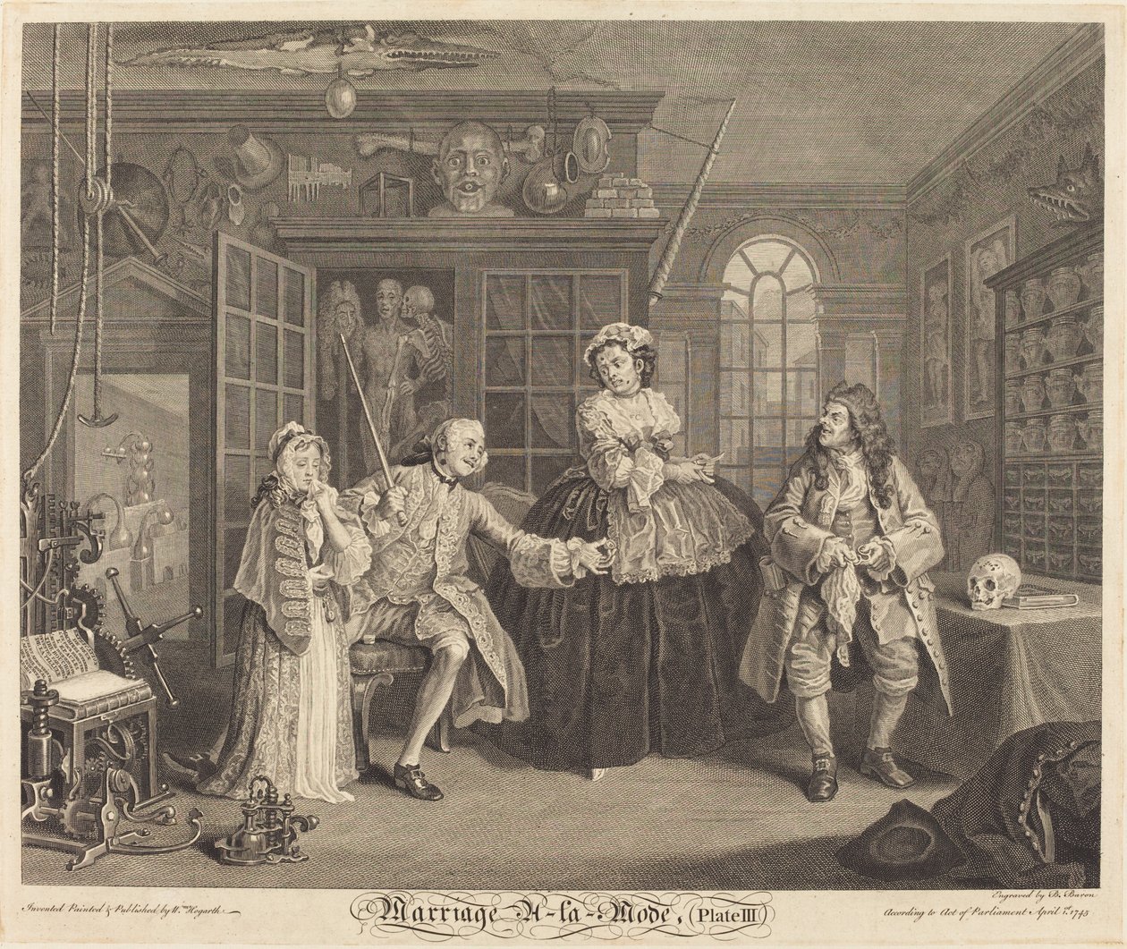 Manželství a la Režim: pl. 3 od Bernard Baron after William Hogarth