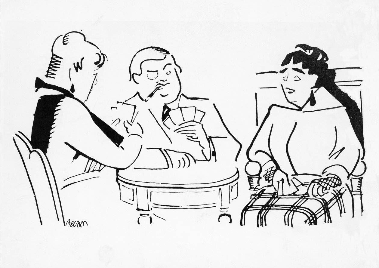 Karetní hra, ilustrace pro Cheri, román Sidonie-Gabrielle Colette (1873-1954) od Bernard Becan