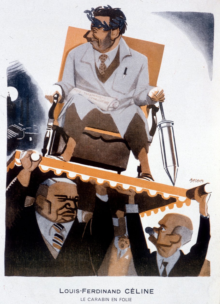 Cartoon Louis-Ferdinand Celine (1894-1961) (Louis Ferdinand Celine) - Ilustrace Bernard Becan (Bernhard Kahn) (1890-1943) ve „“Fantasio“““ z 15.1.1933 od Bernard Becan