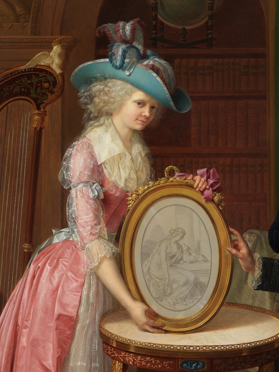 Detail portrétu rodiny Villersových od Bernard Duvivier