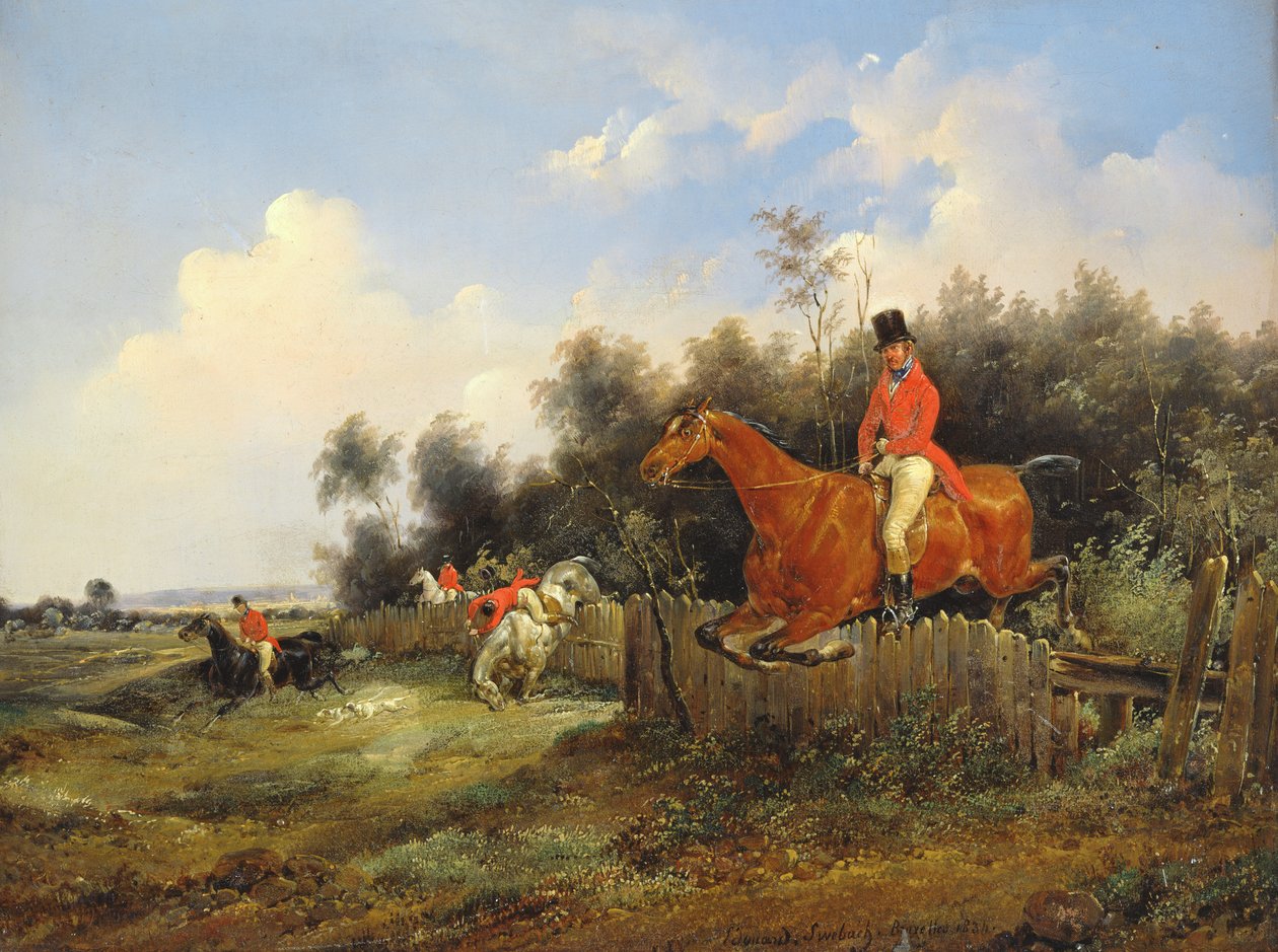 Lovecká scéna od Bernard Edouard Swebach
