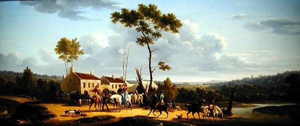 Cestovatelé na koni v krajině (olej na plátně) od Bernard Edouard Swebach