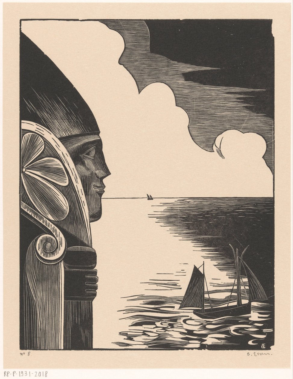 Socha svatého Mikuláše v přístavu Tréboul od Bernard Essers (signed by artist)