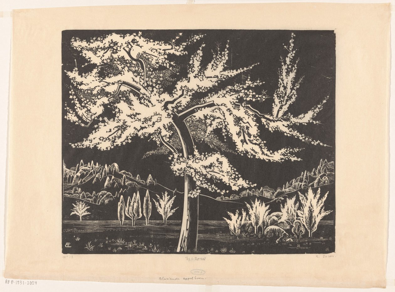 Kvetoucí jabloň (původní název na objektu) od Bernard Essers (signed by artist)