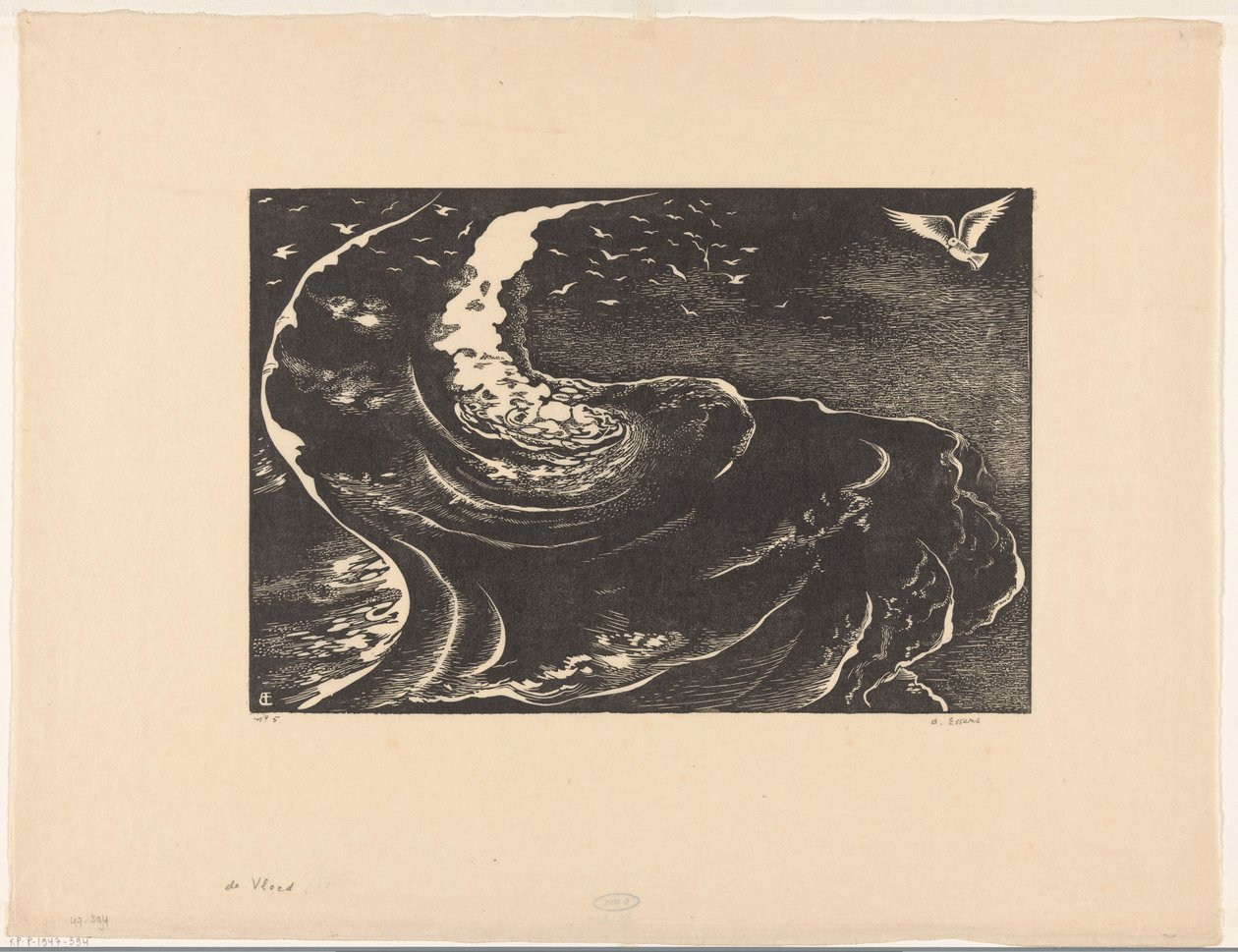 De vloed (původní název na objektu) od Bernard Essers (signed by artist)