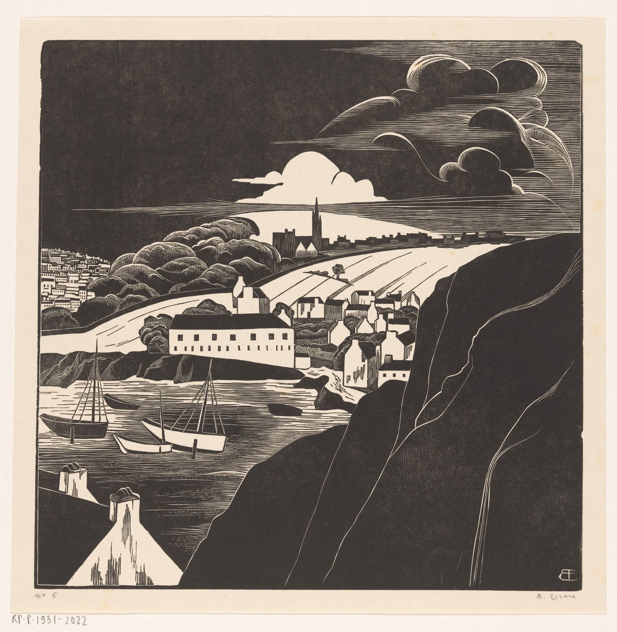 Přístav při odlivu (původní název na objektu) od Bernard Essers (signed by artist)