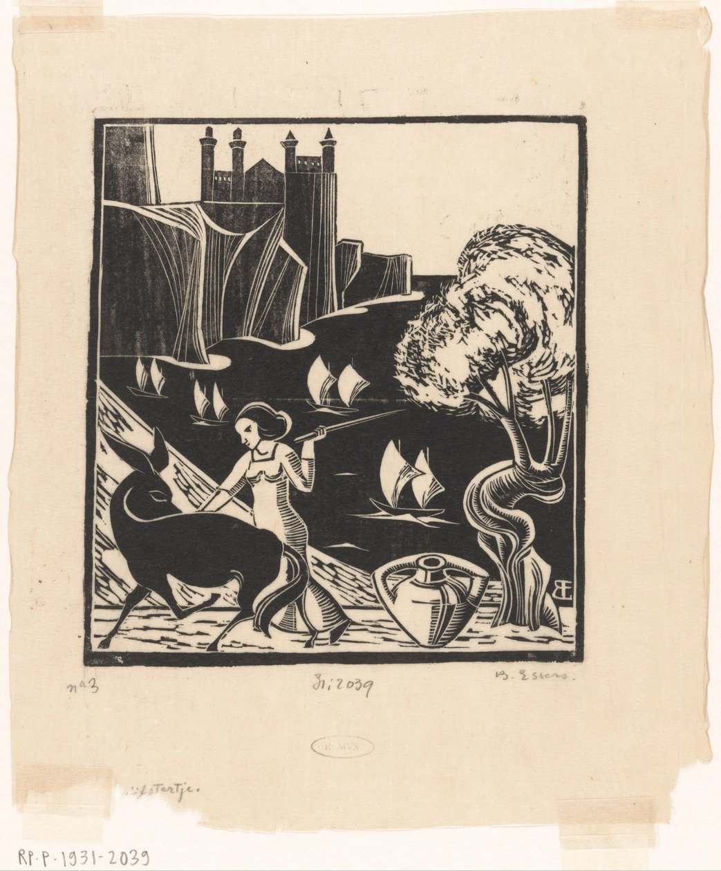 Žena řídí osla od Bernard Essers (signed by artist)